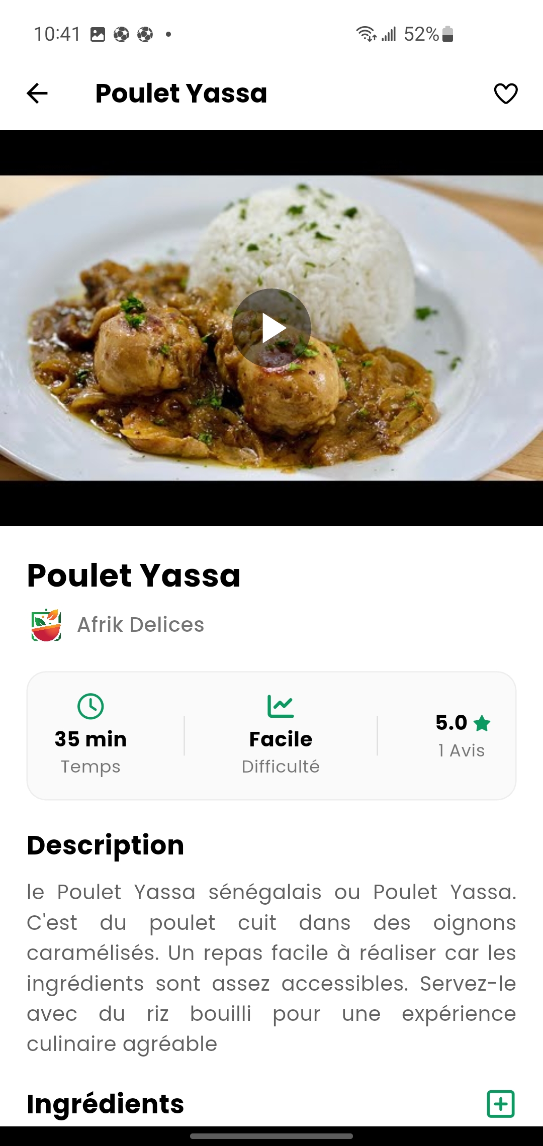 Fonctionnalité de recherche intelligente de recettes
