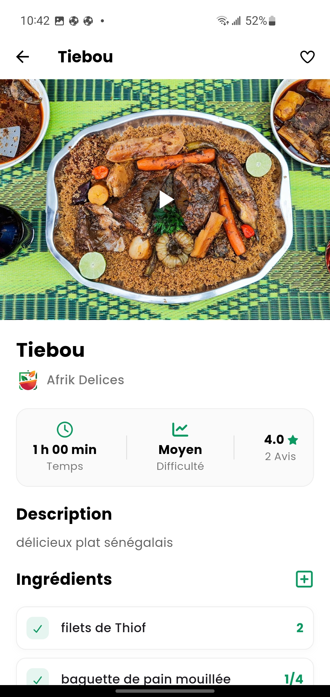 Collection des recettes favorites sauvegardées