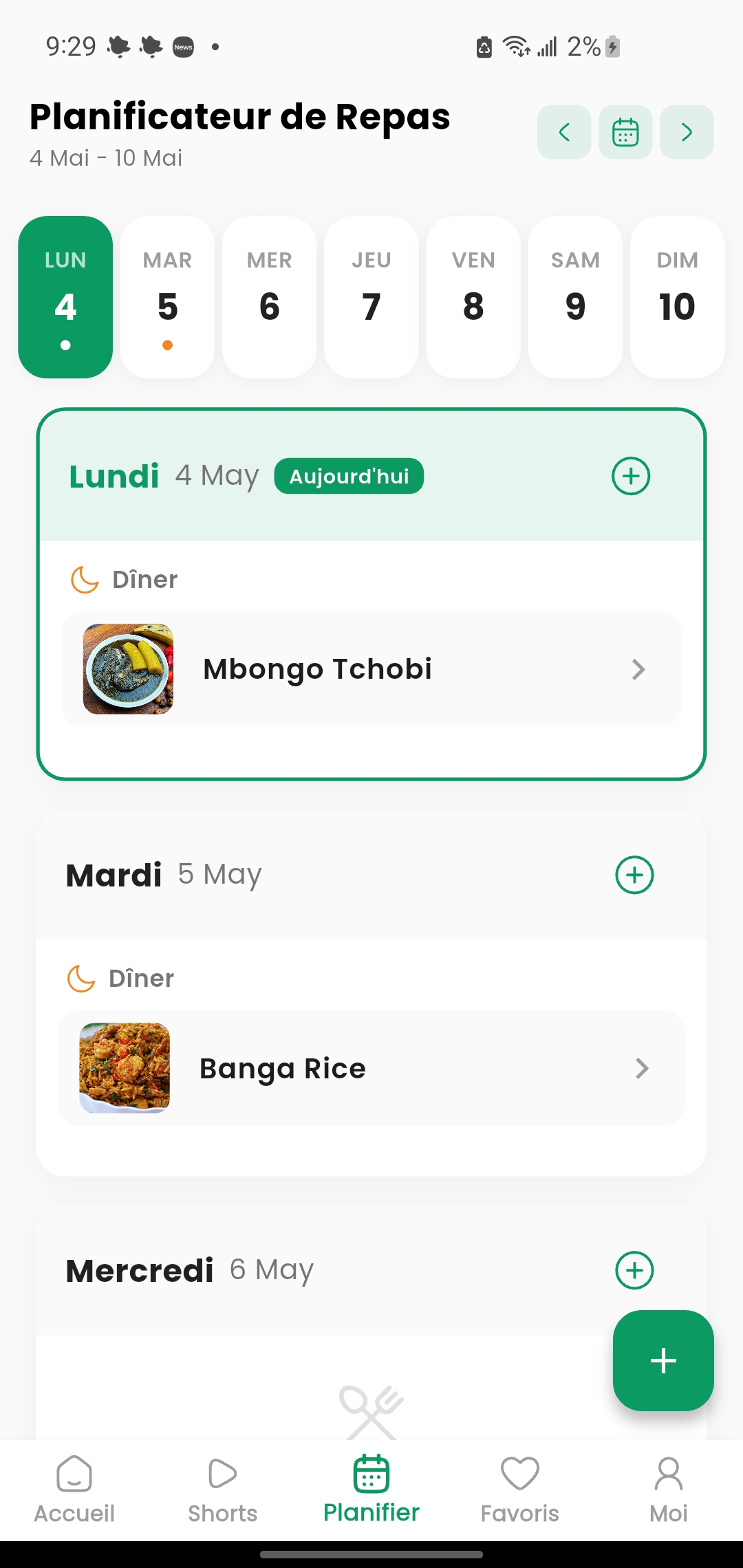 Collection des recettes favorites sauvegardées