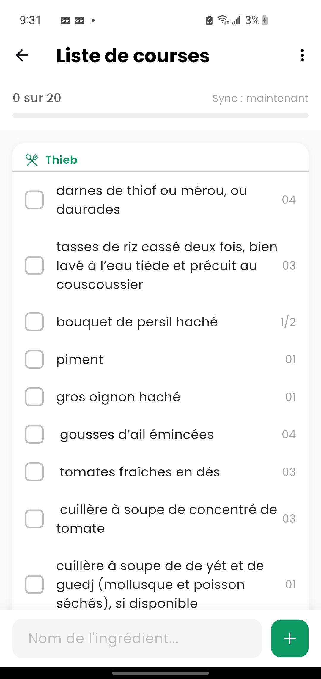 Collection des recettes favorites sauvegardées